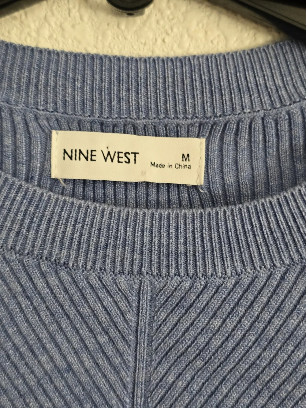Nine West Light Blue Ribbed Crew Neck Sweater
